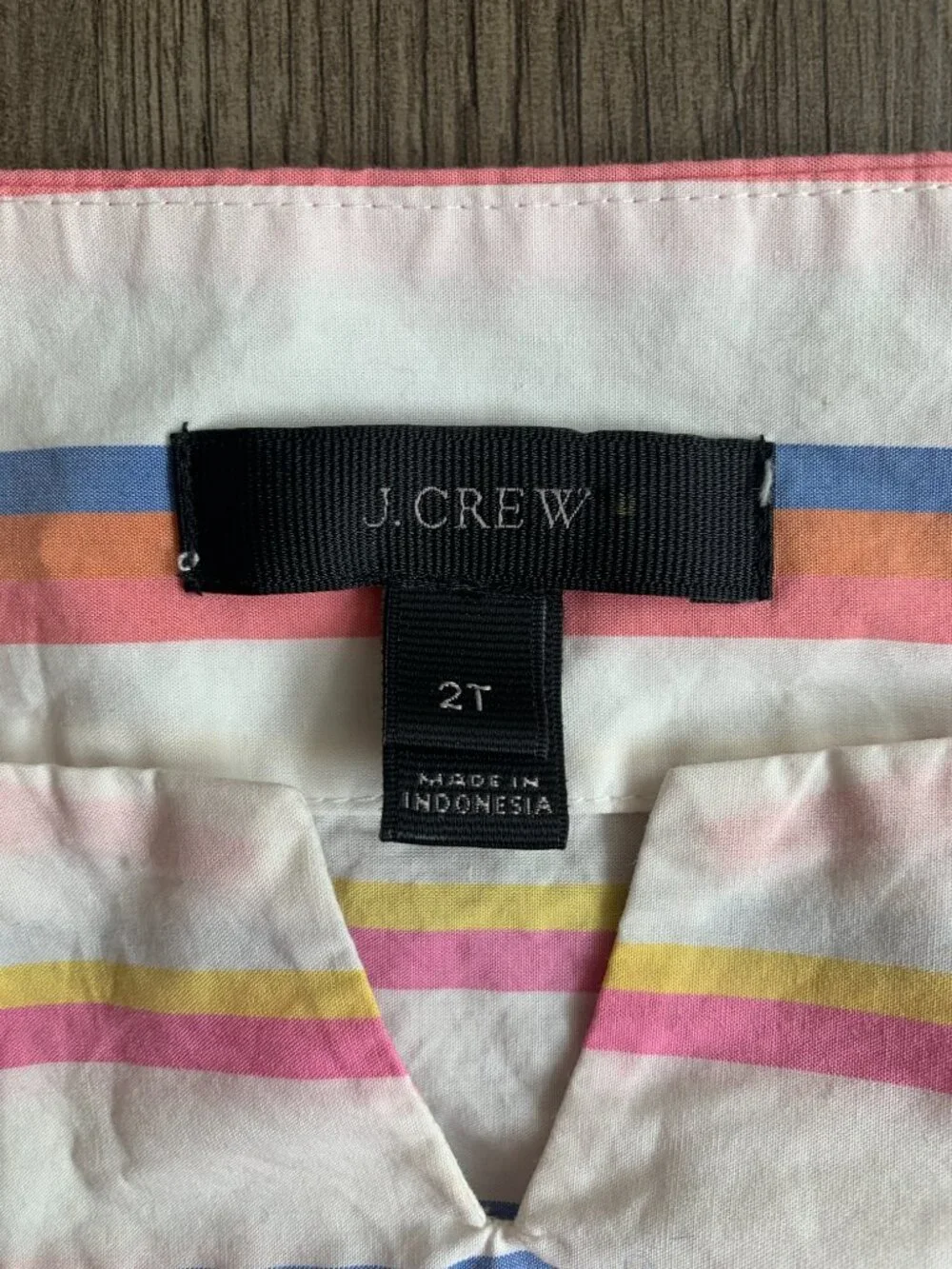 100% Cotton J.Crew Striped Poplin Blouse with Elastic Cuffs Cropped Size 2 Tall